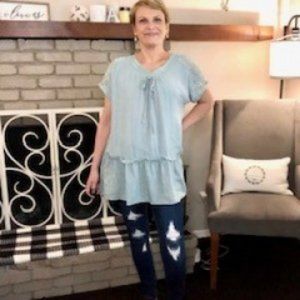 Sage Lace Ruffle Babydoll Top shirtseleeve